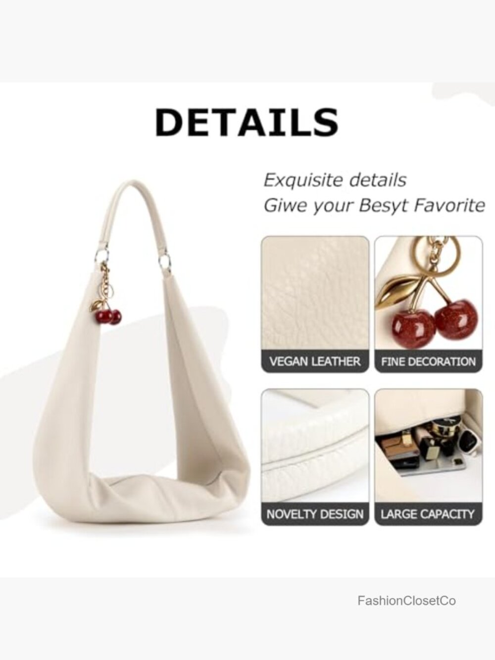 Soft Vegan Leather Slouchy Hobo Bag with Small Purse Zipper Closure - Picture 4 of 6
